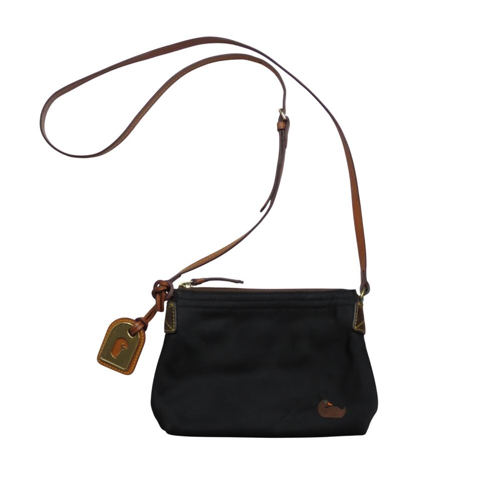 Vintage Dooney & Bourke Black and Brown Nylon Crossbody Bag Shoulder Bag